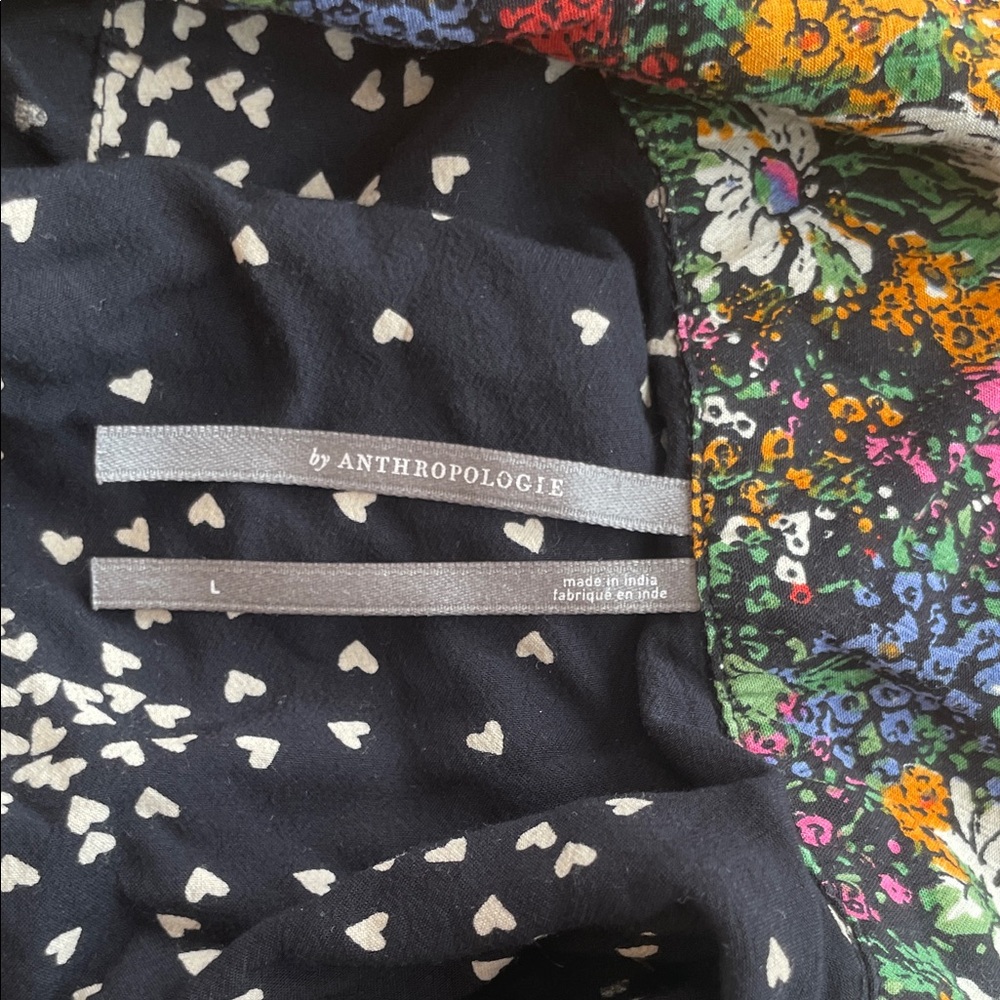 Free People x Anthropologie Kari Printed PajamaTop with Pink Floral Trim - Picture 6 of 7